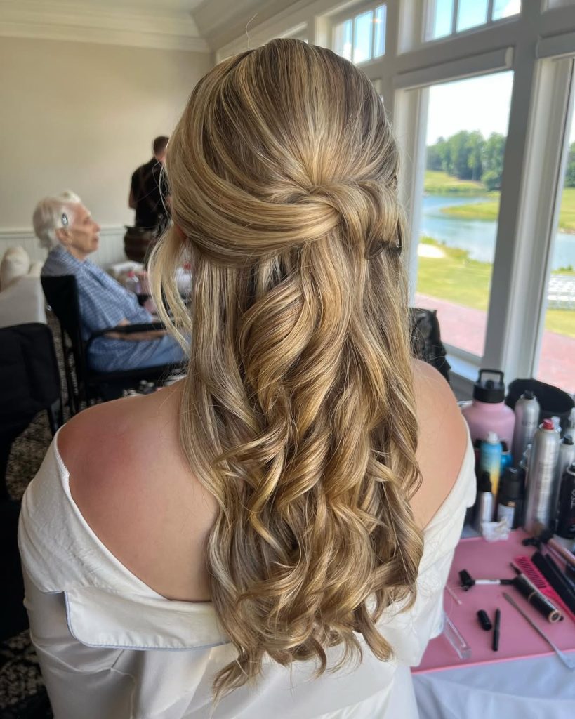 Half-Up, Half-Down Hairstyles for Bridesmaid Women  – moliveriartistry – 3