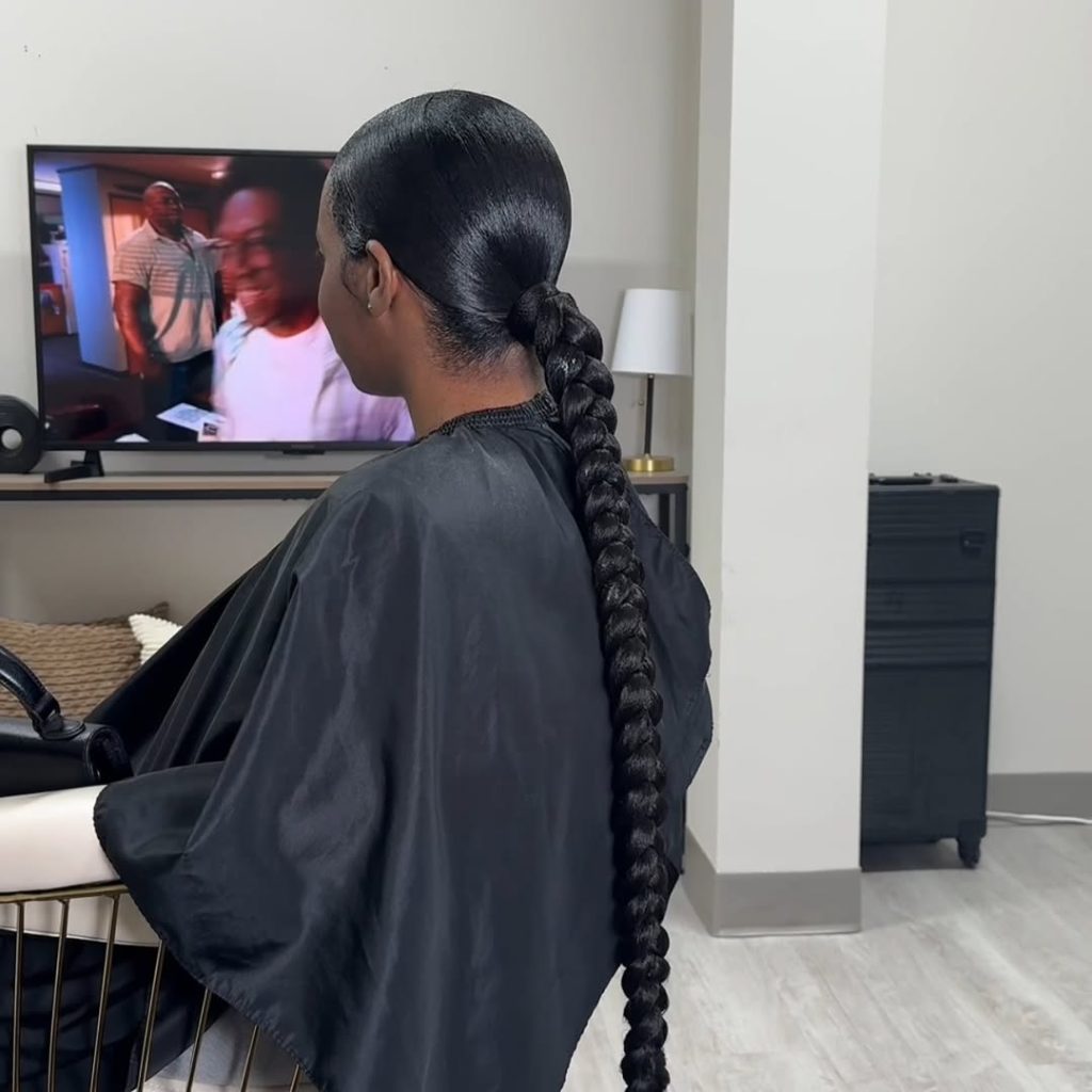 Low Braided Ponytail Hairstyles for Black Women  – dbshairsalon – 1