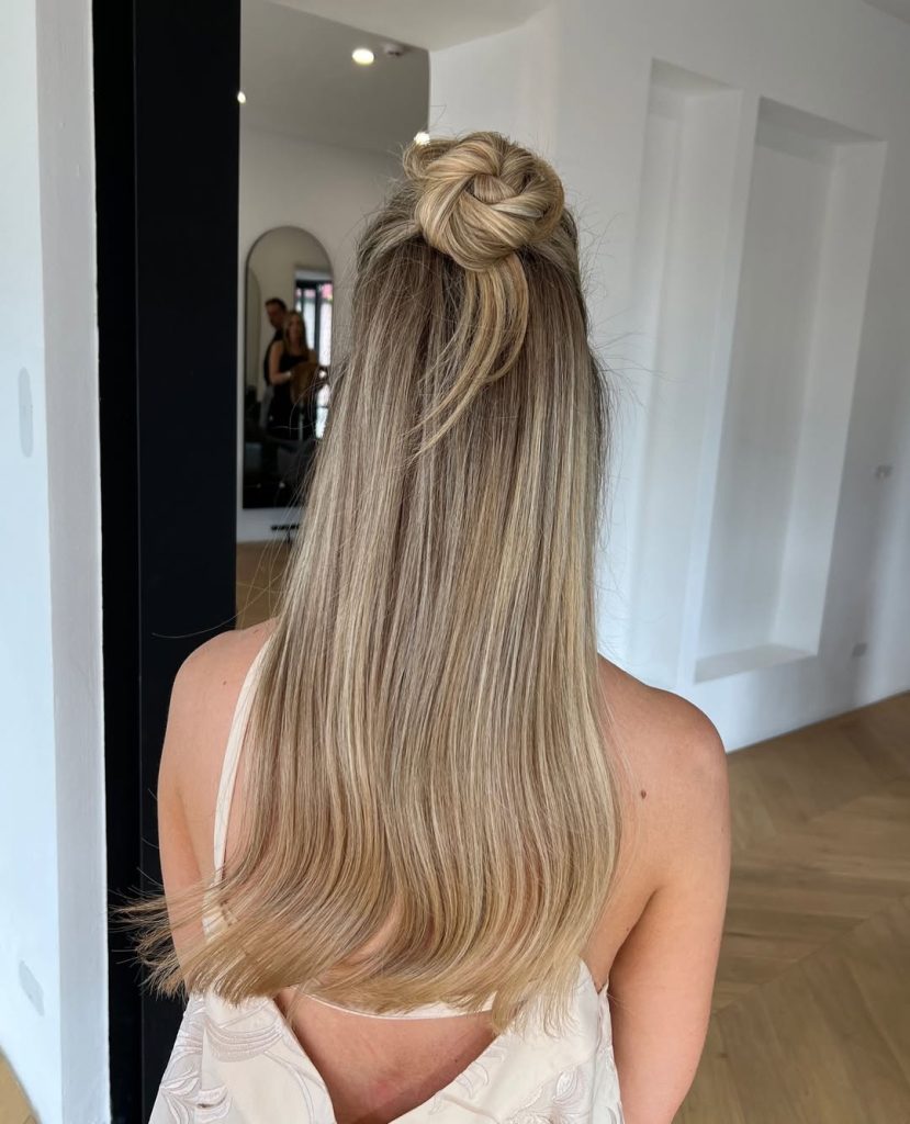 Messy Bun Half Up Hairstyles for Women  – zinkhair_unley – 2