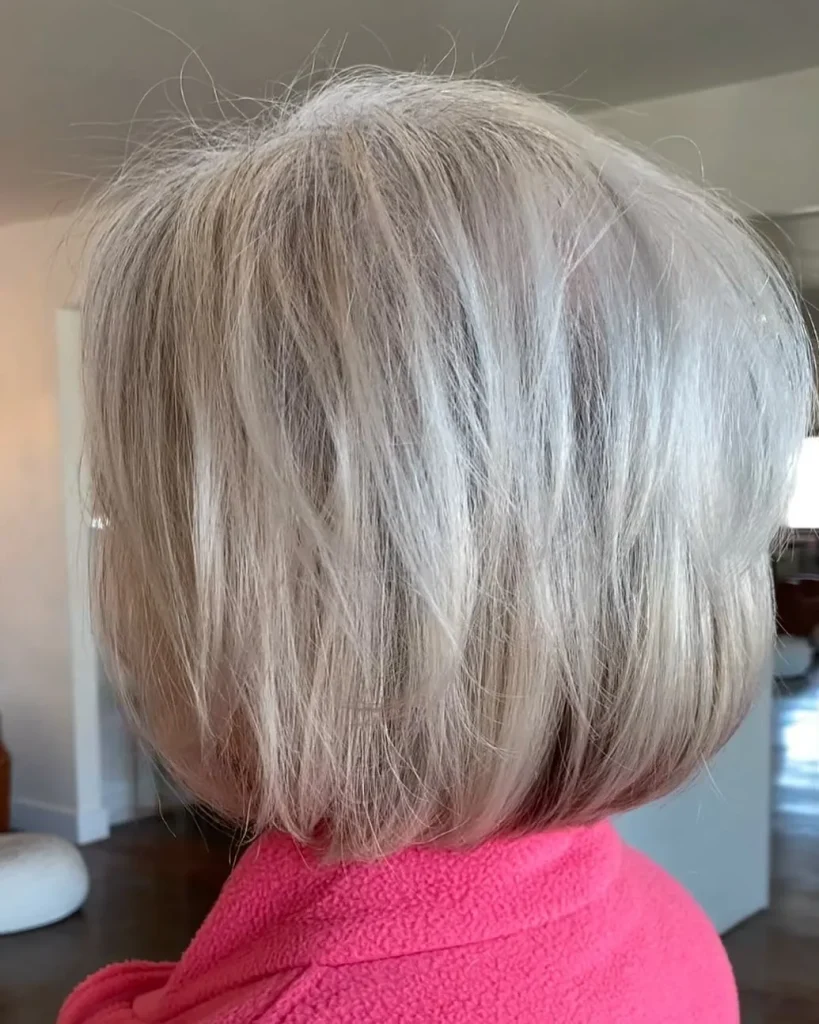 Curved Grey Bob for women – oliviaantonhairstylist
